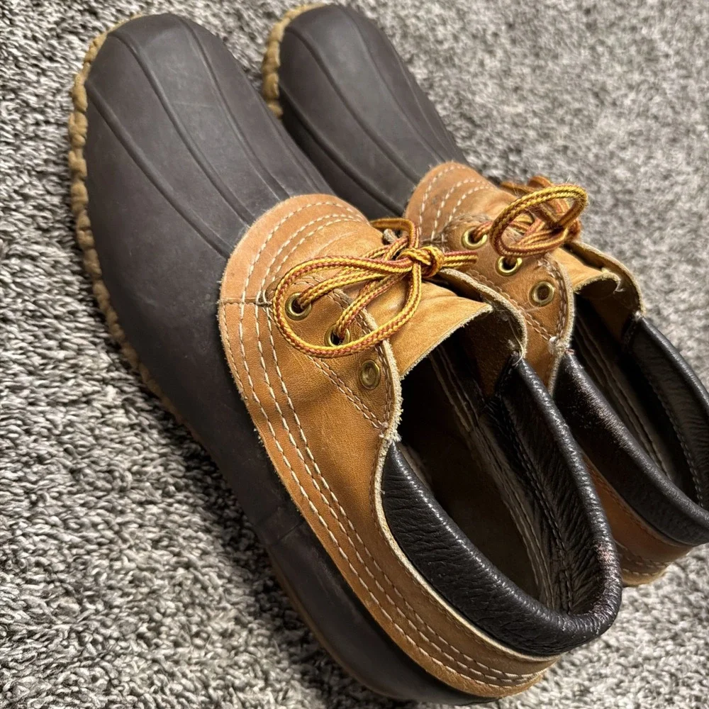 Vintage LL Bean Maine Mens Low Leather Duck Boat‎ Shoes Boots Hunting Size 12